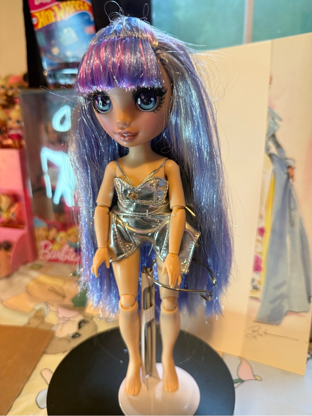 Metallic Silver Outfit Doll with Blue-Purple Hair